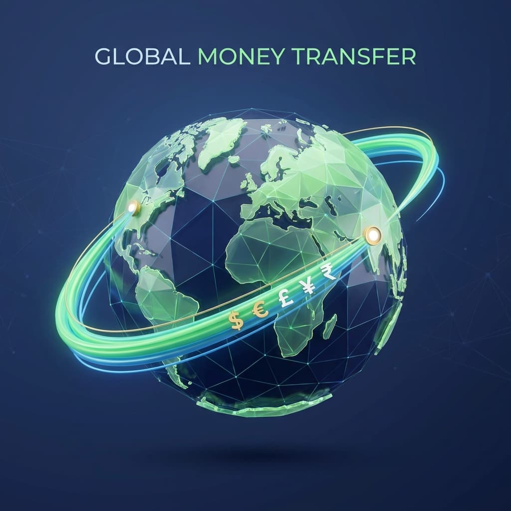 Global money transfer illustration
